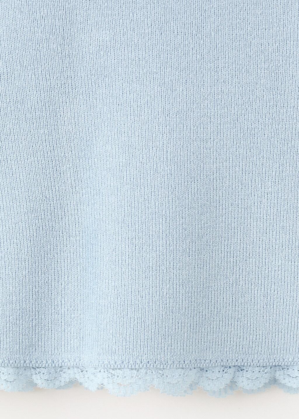Blue Lt Pastel Fine Knit Cardigan With Lace Details, Light-Pastel Blue, large image number 5