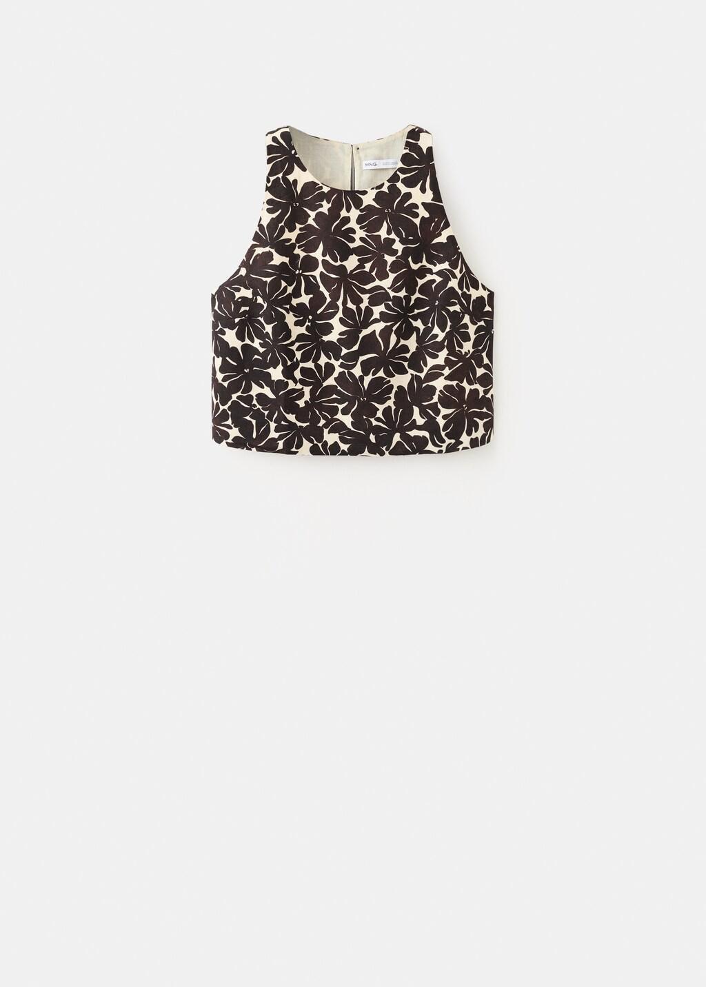 Beige Floral Button-Back Top, Light Beige, large image number 7