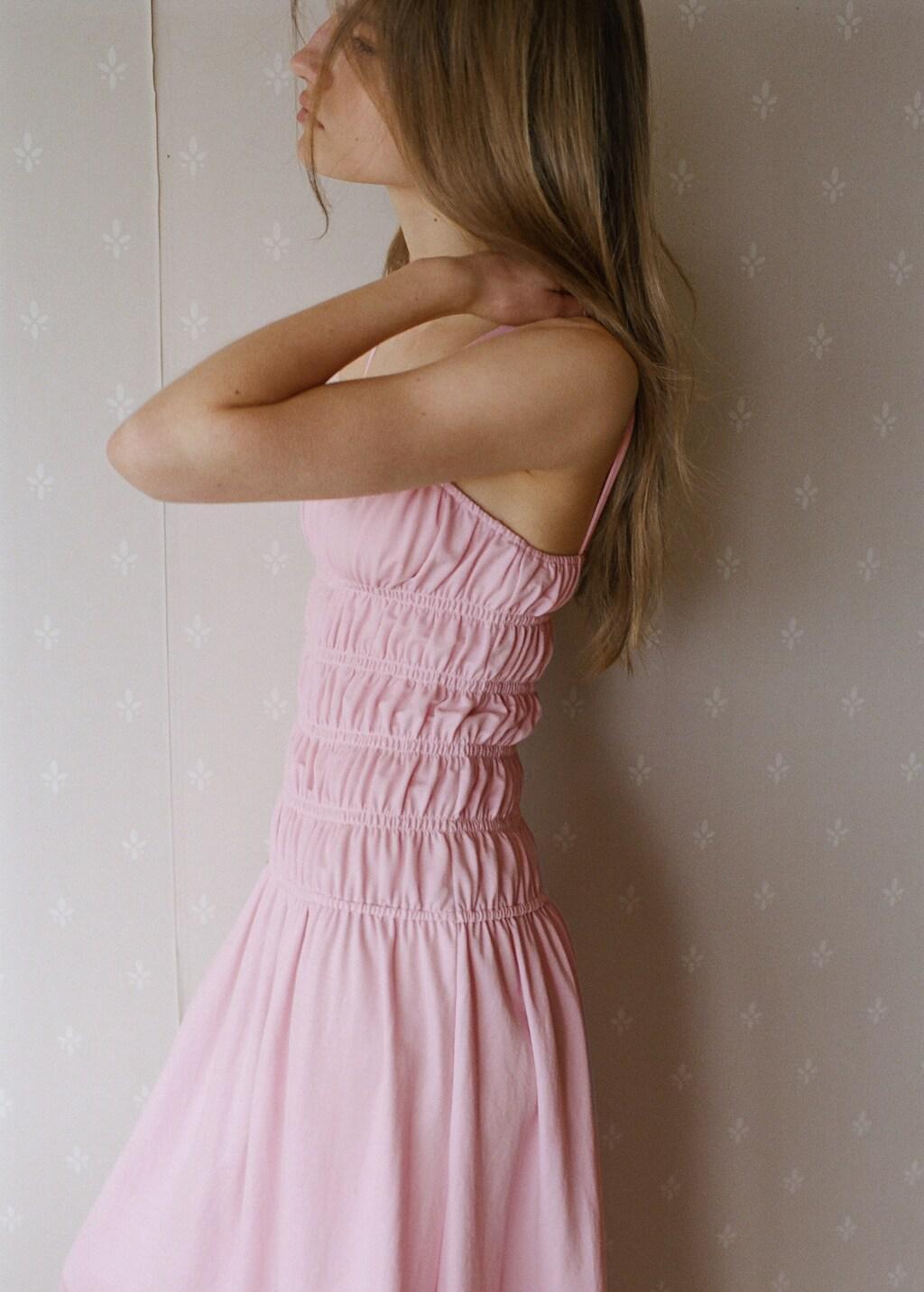 Pink Lt Pastel Ruched Long Dress, Light-Pastel Pink, large image number 4