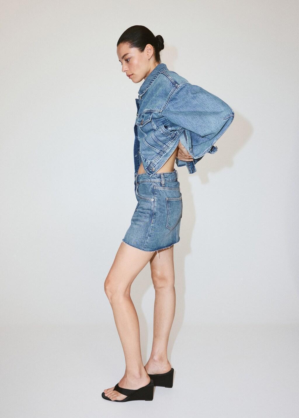 Blue Mid-Rise Denim Skirt, Open Blue, large image number 0