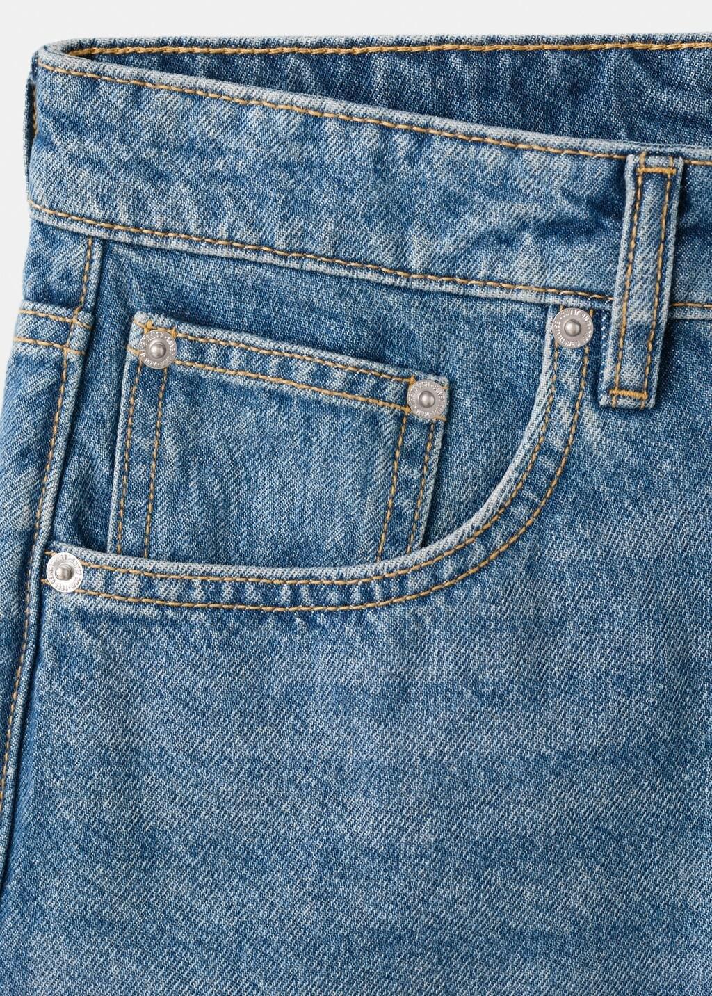 Blue Mid-Rise Denim Skirt, Open Blue, large image number 1