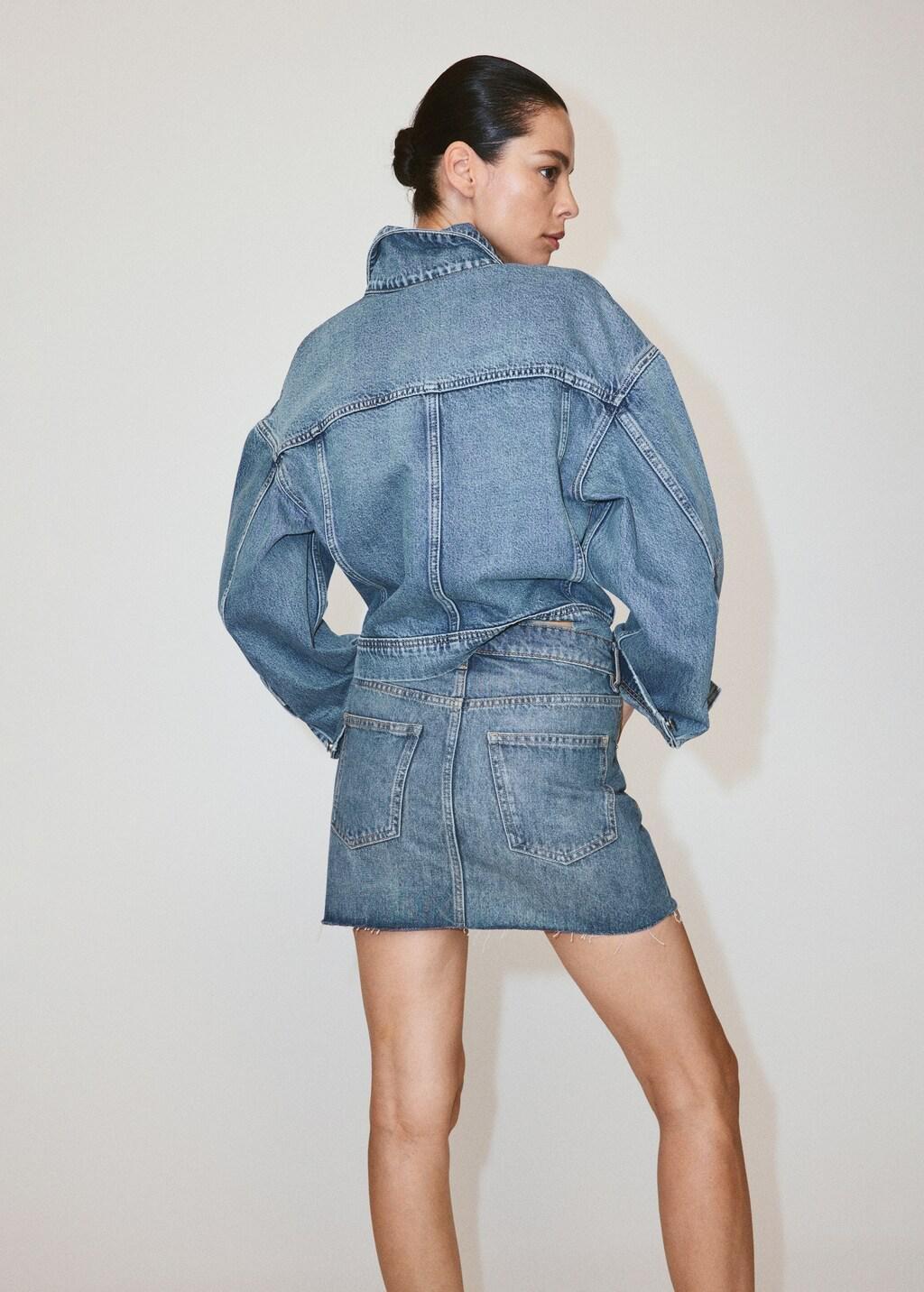 Blue Mid-Rise Denim Skirt, Open Blue, large image number 2