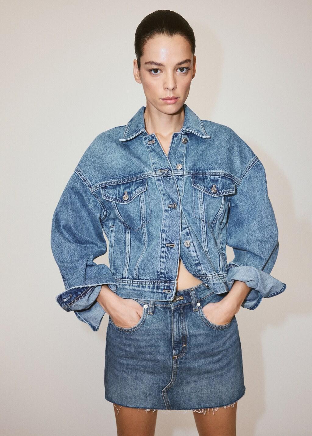 Blue Mid-Rise Denim Skirt, Open Blue, large image number 4