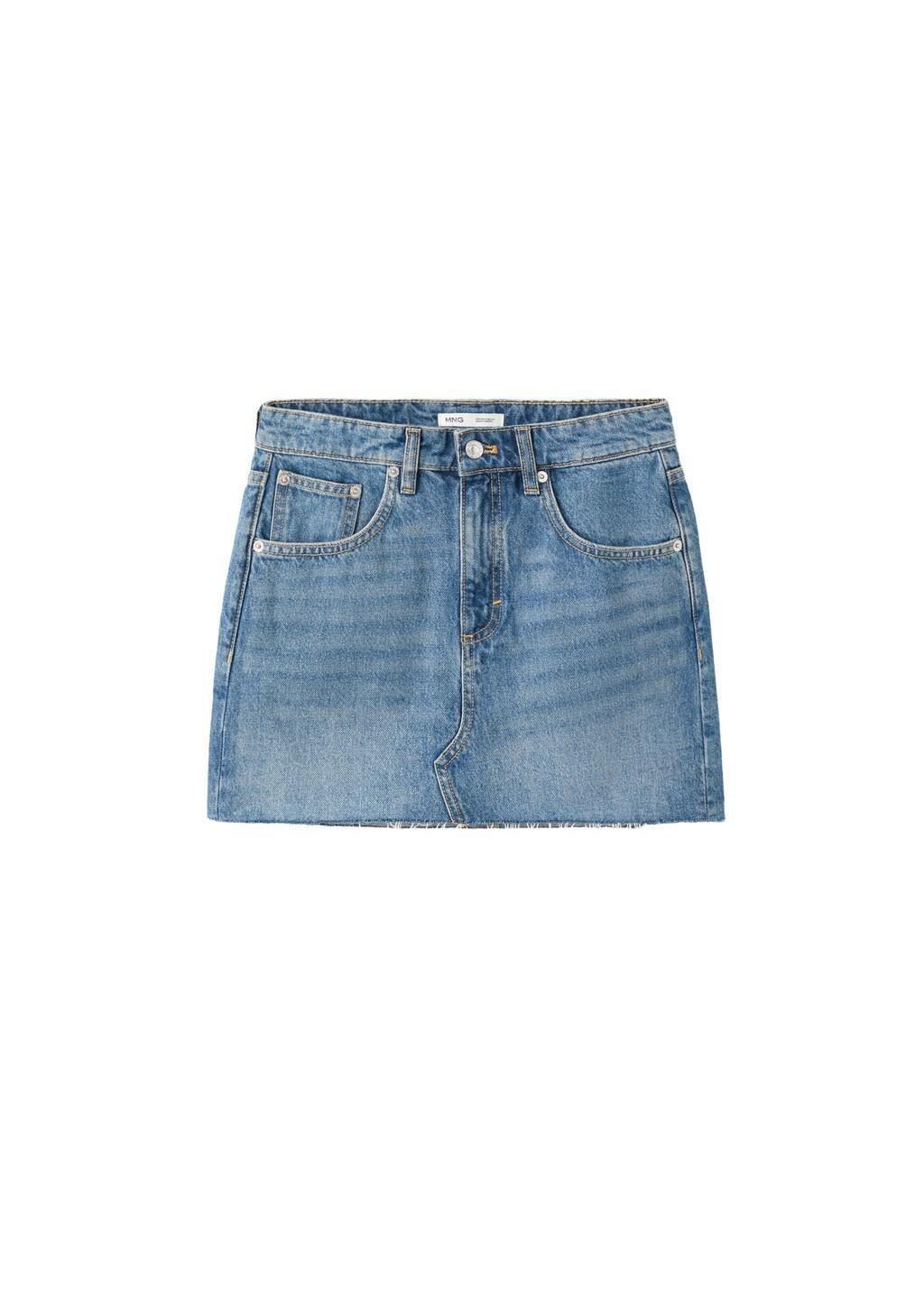 Blue Mid-Rise Denim Skirt, Open Blue, large image number 6