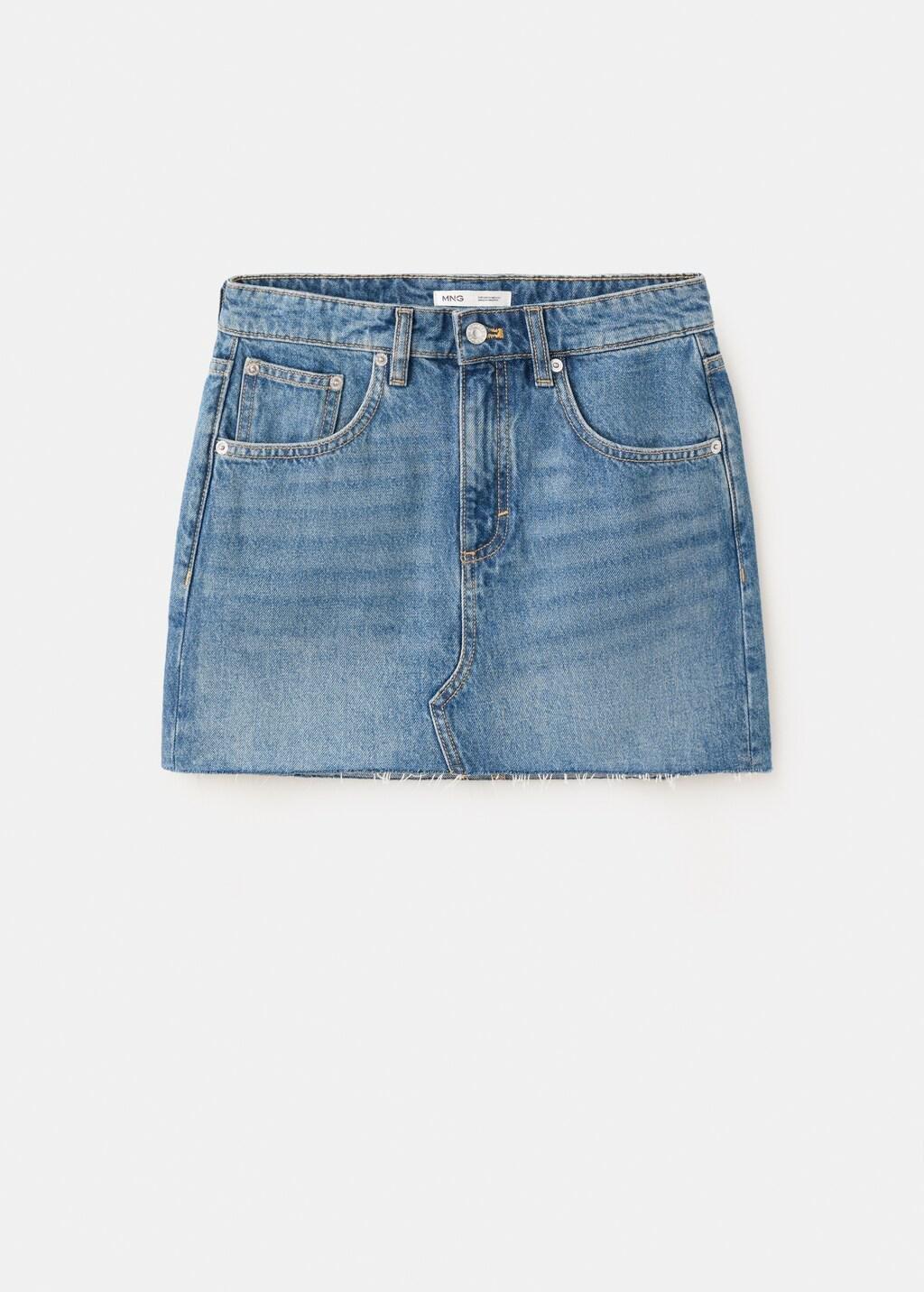 Blue Mid-Rise Denim Skirt, Open Blue, large image number 7