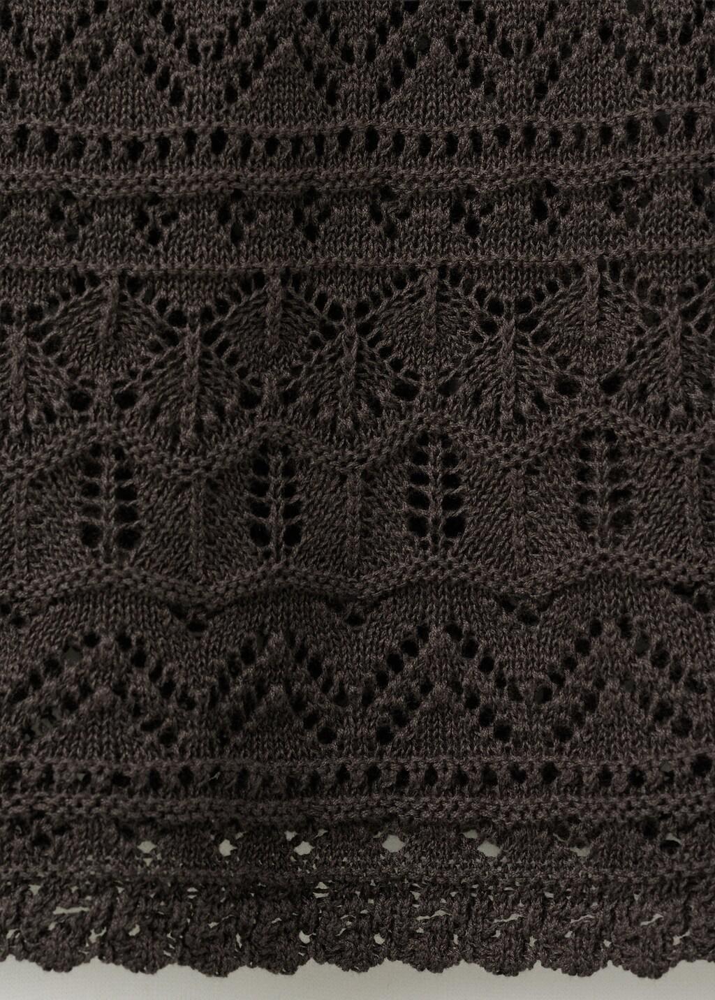 Brown Scalloped Hem Crochet Dress, Dark Brown, large image number 5