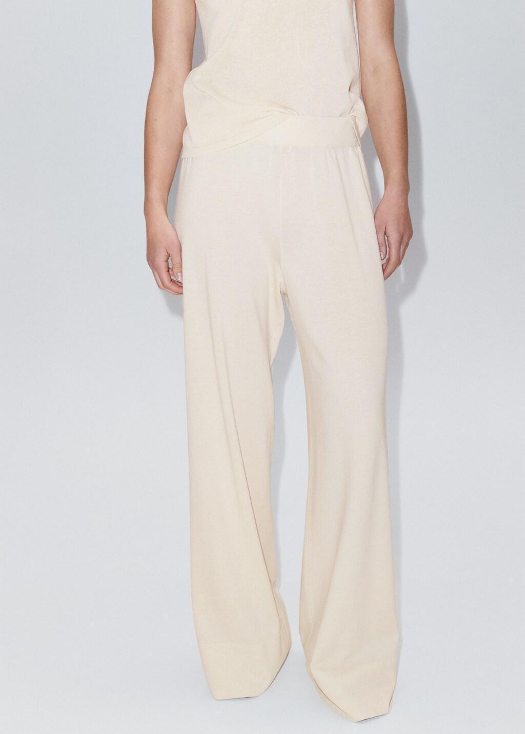 Brown Straight-Fit Trousers With Elastic Waist, Light Pastel Brown, large image number 3