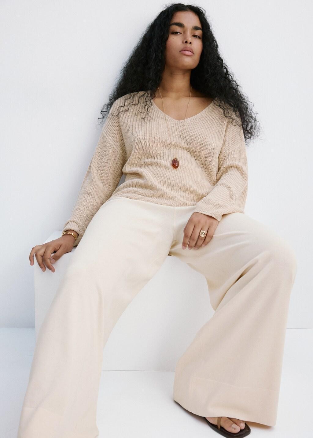 Brown Straight-Fit Trousers With Elastic Waist, Light Pastel Brown, large image number 5