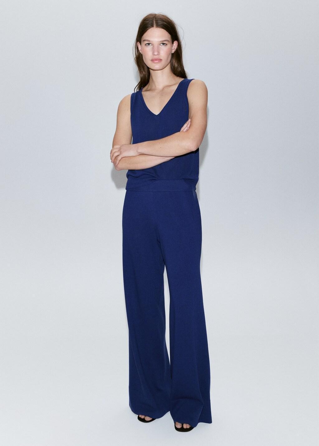 Blue Straight-Fit Trousers With Elastic Waist, Bright Blue, large image number 0