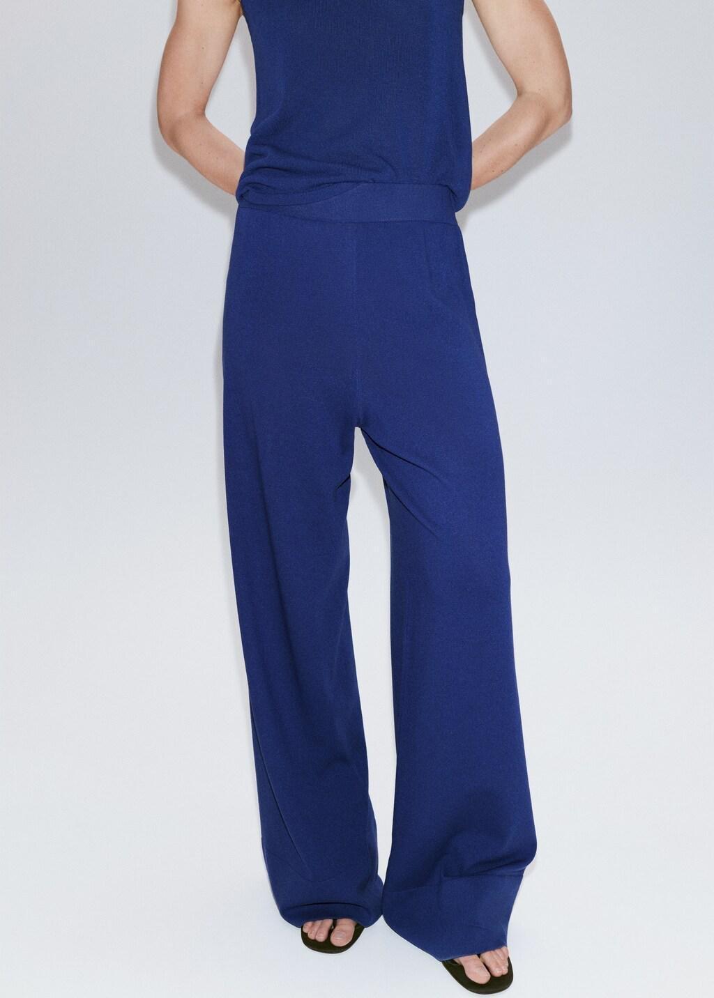 Blue Straight-Fit Trousers With Elastic Waist, Bright Blue, large image number 3