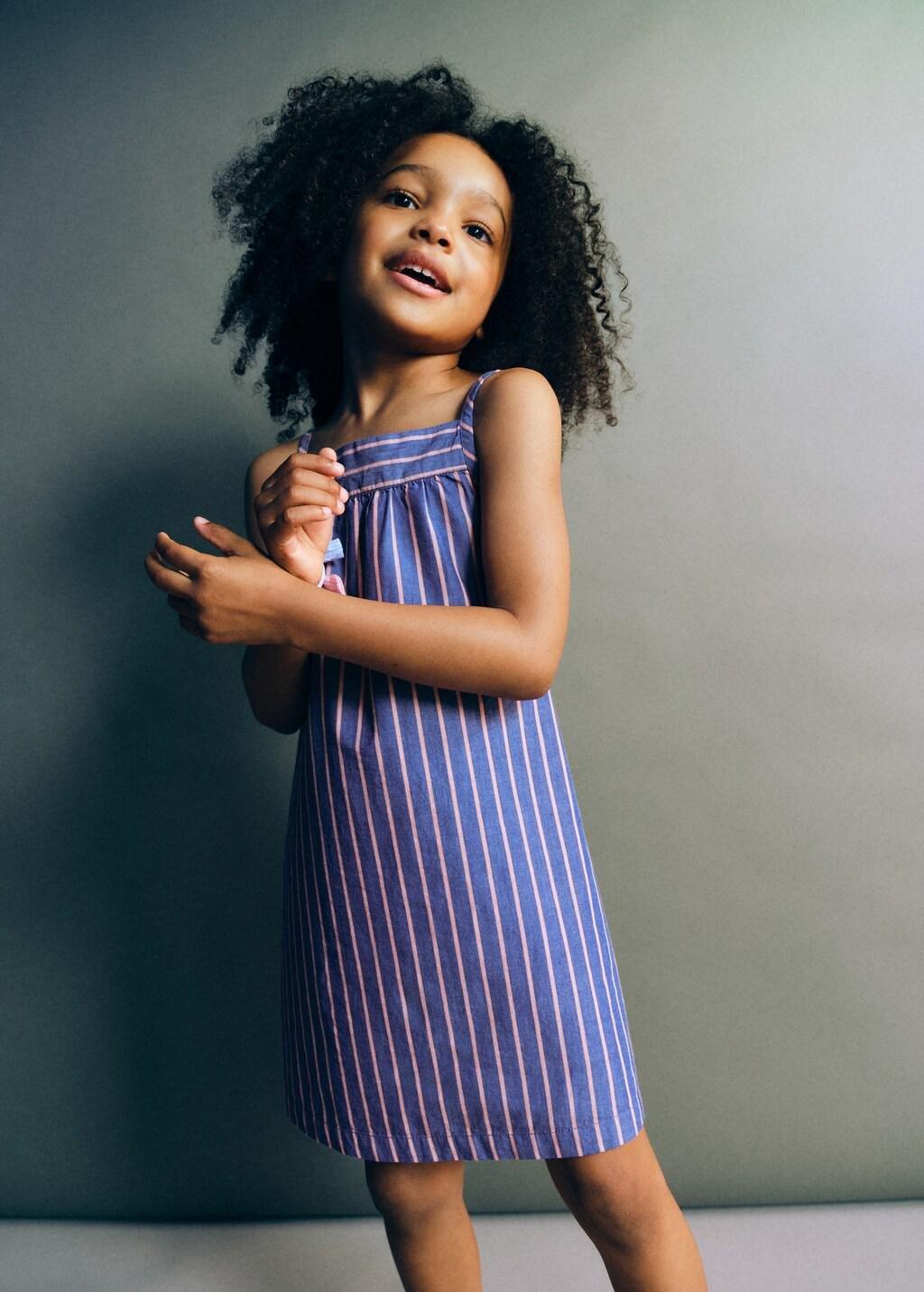 Blue Cut-Out Back Striped Dress, Baby Girls, Medium Blue, large image number 3