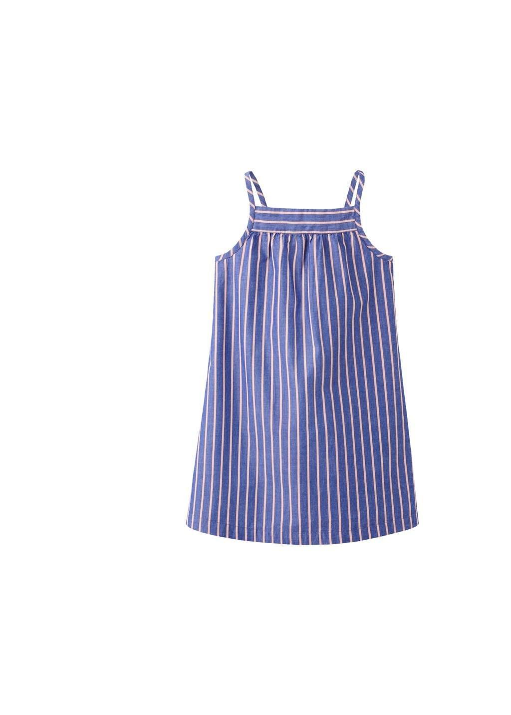Blue Cut-Out Back Striped Dress, Baby Girls, Medium Blue, large image number 4