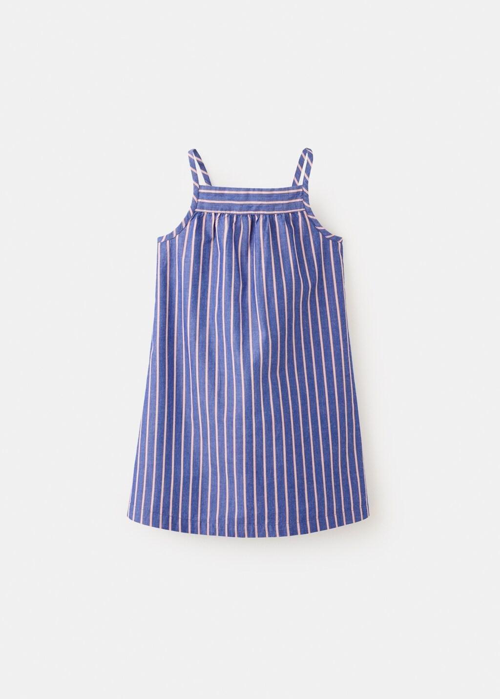 Blue Cut-Out Back Striped Dress, Baby Girls, Medium Blue, large image number 5