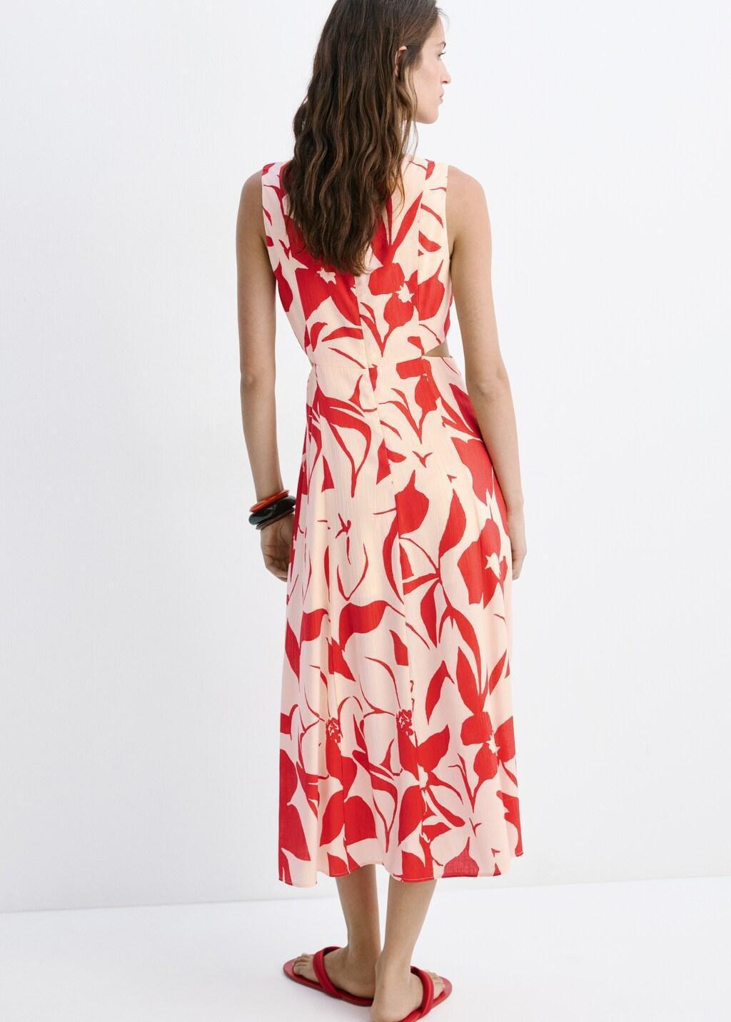 RED Floral print cut-out dress, Red, large image number 2