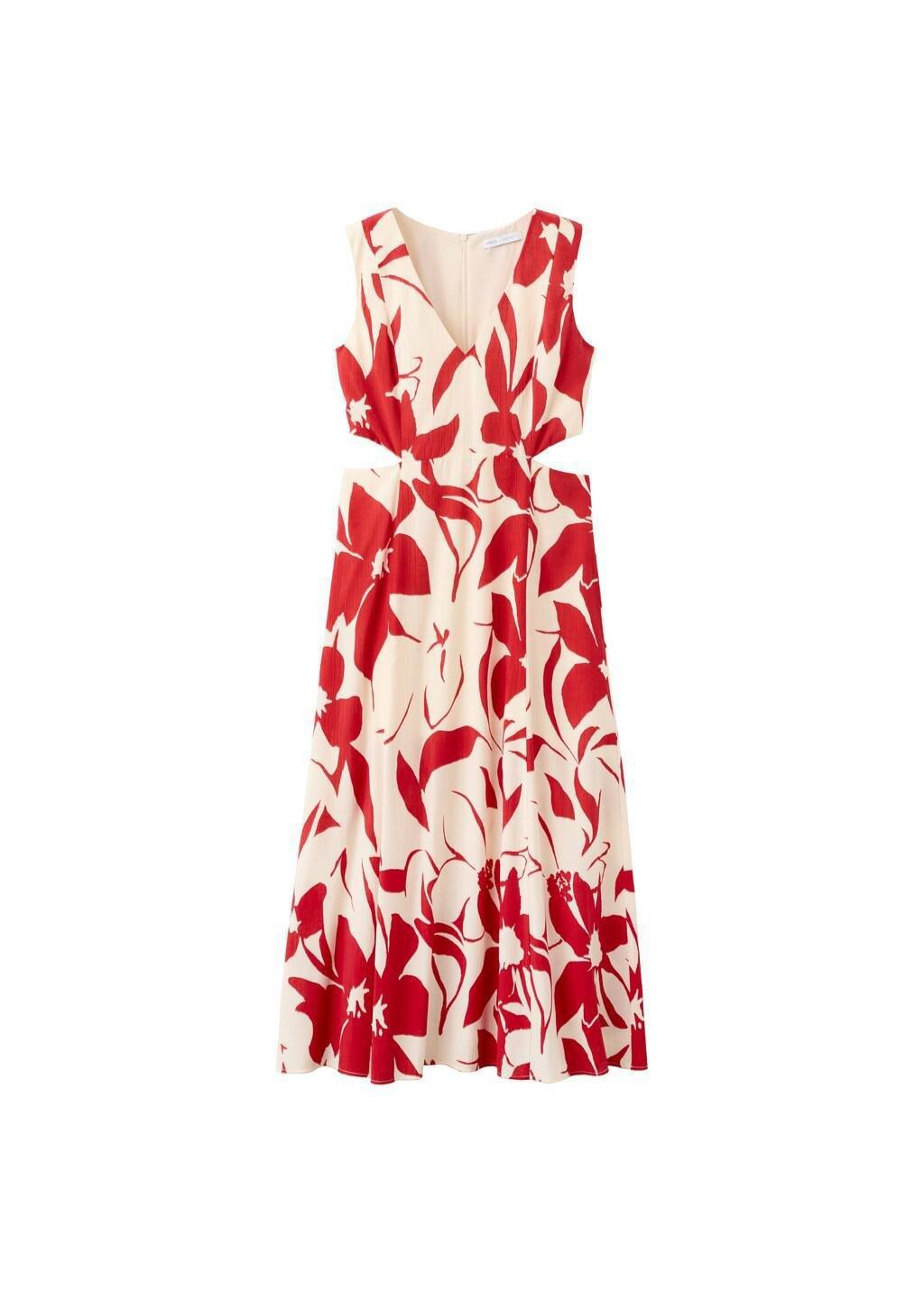 RED Floral print cut-out dress, Red, large image number 7