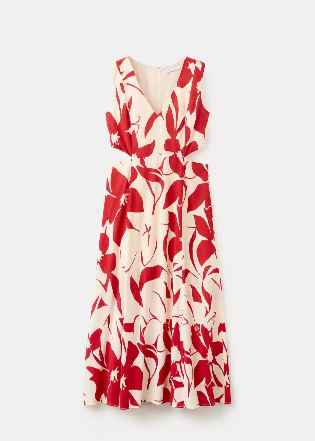 RED Floral print cut-out dress, Red, large image number 8
