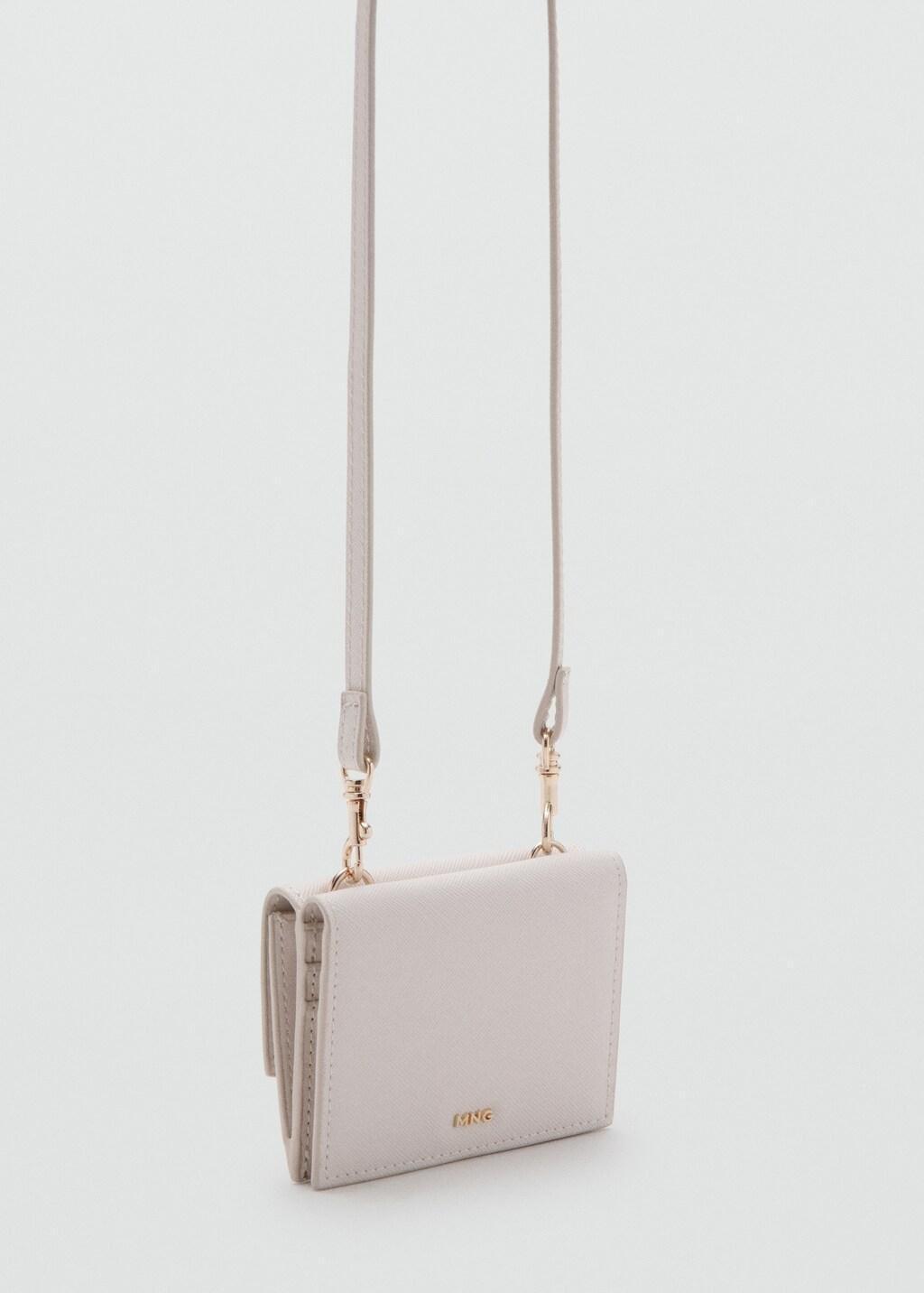White Saffiano-Effect Card Holder With Zip, Natural White, large image number 0