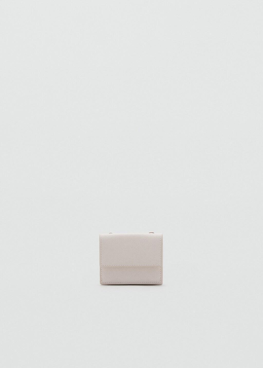 White Saffiano-Effect Card Holder With Zip, Natural White, large image number 1
