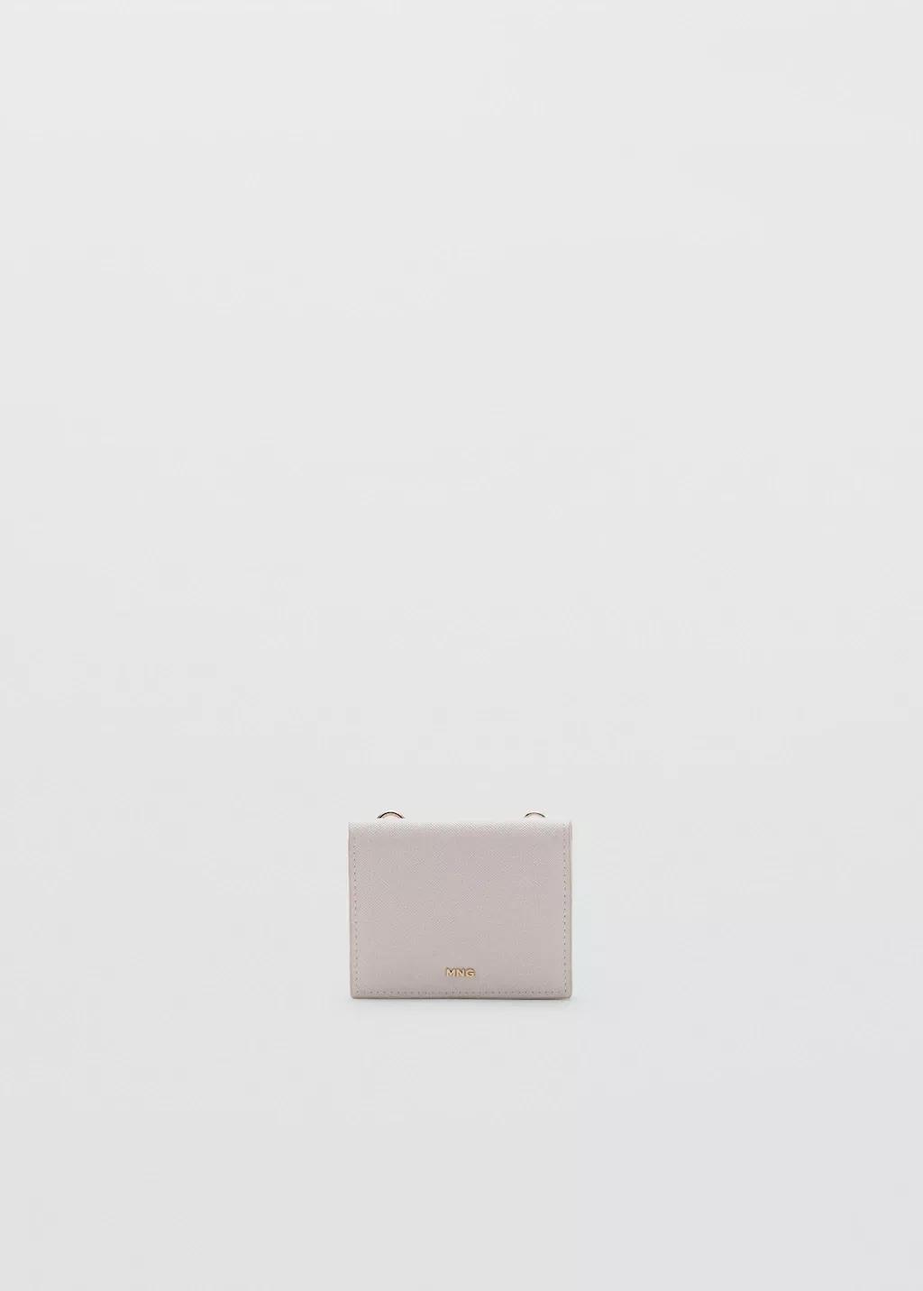 White Saffiano-Effect Card Holder With Zip, Natural White, large image number 3