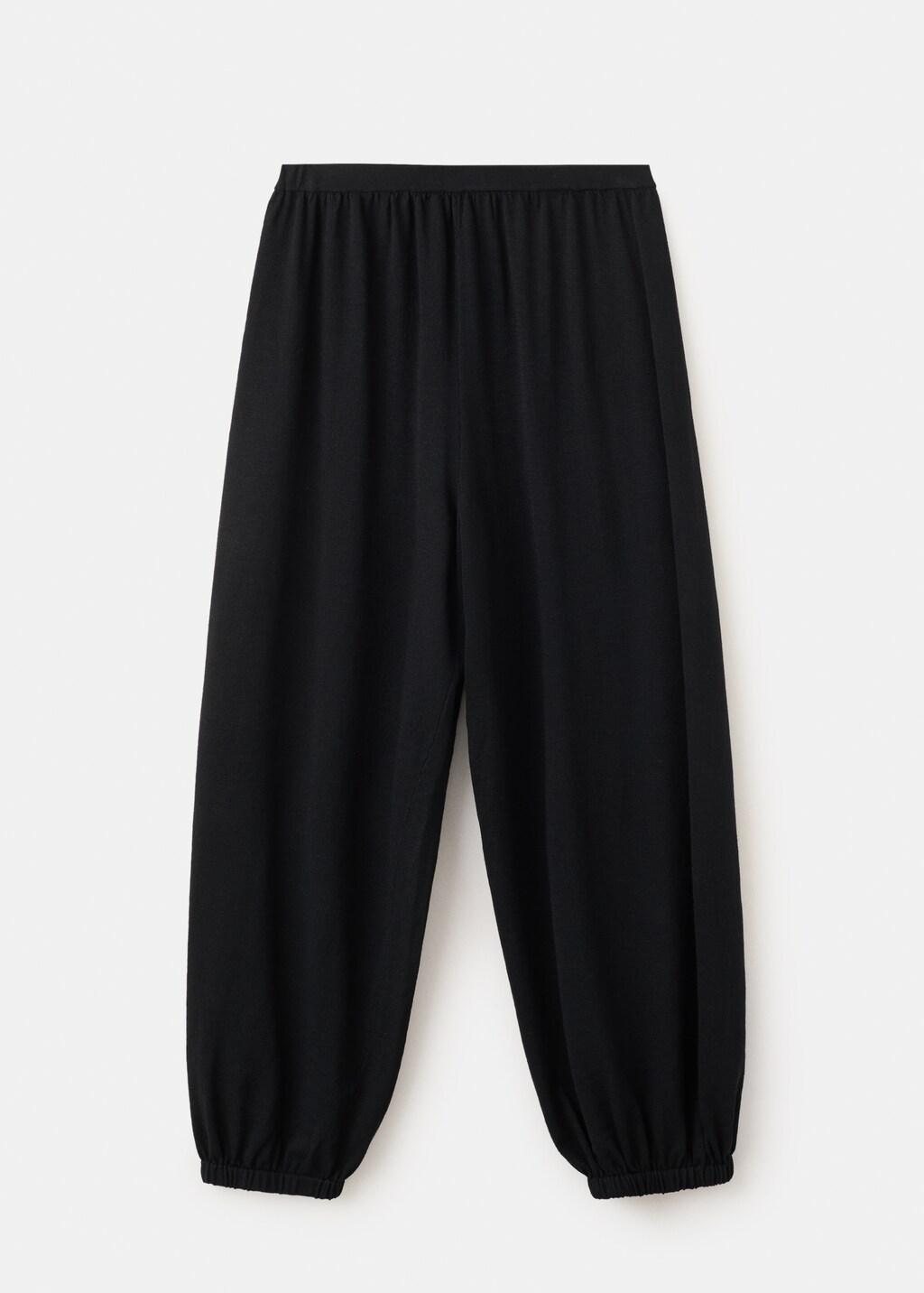 Black Mid-Rise Harem Pants, Black, large image number 0