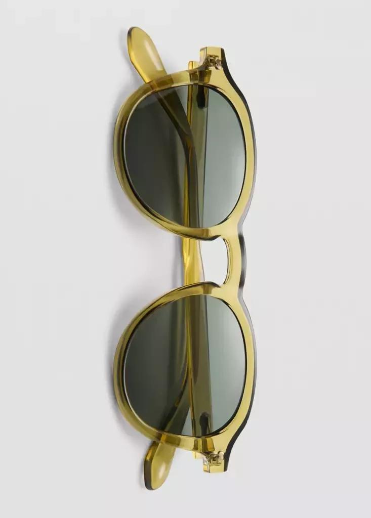 Khaki Semi-Transparent Frame Sunglasses, Beige - Khaki, large image number 6