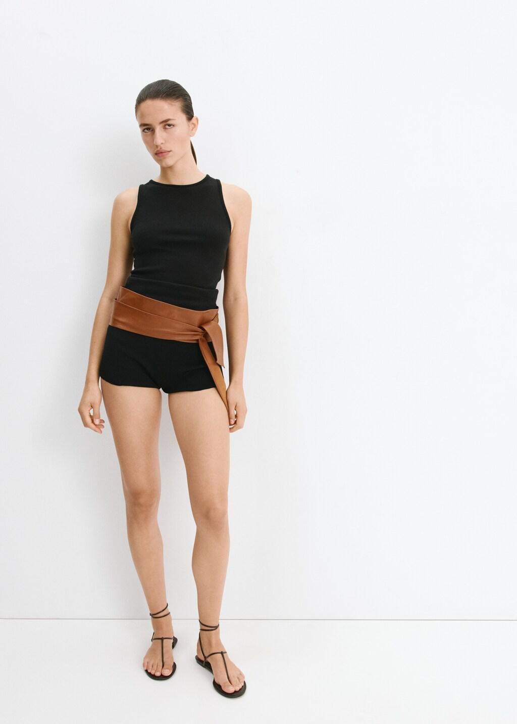 Brown Flat Strappy Sandal, Dark Brown, medium
