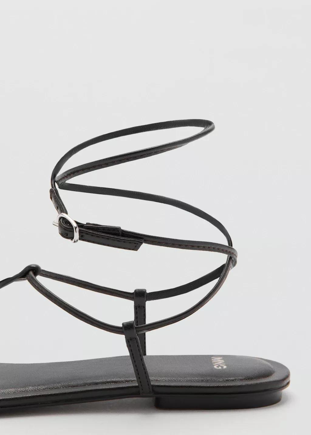 Brown Flat Strappy Sandal, Dark Brown, large image number 2