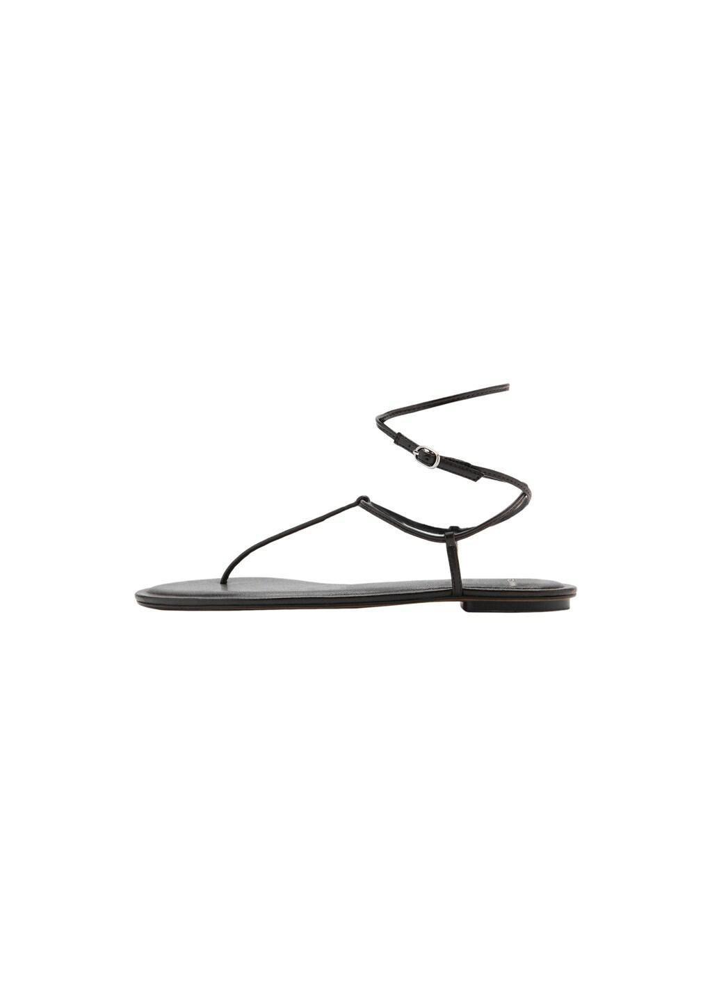 Brown Flat Strappy Sandal, Dark Brown, large image number 3