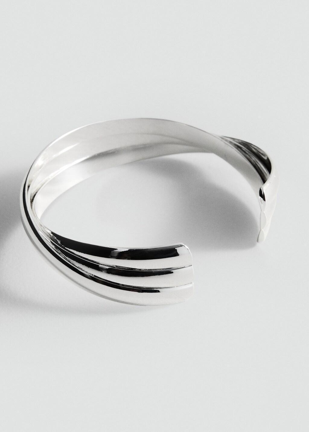 Silver Rigid Bracelet With Relief, Silver, medium