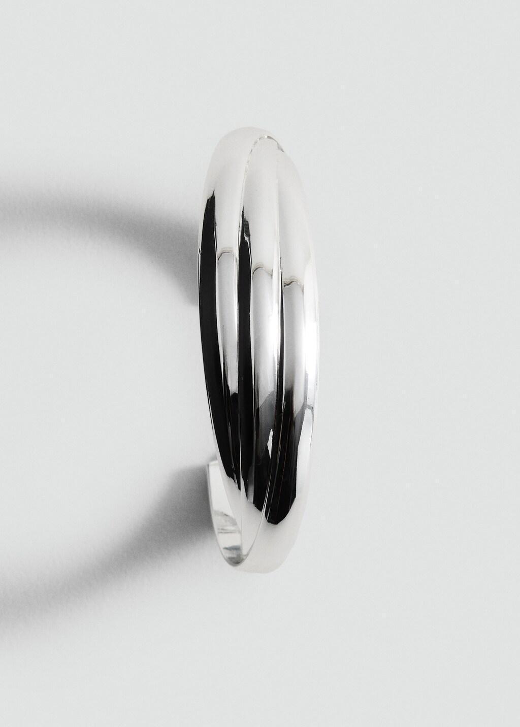 Silver Rigid Bracelet With Relief, Silver, medium