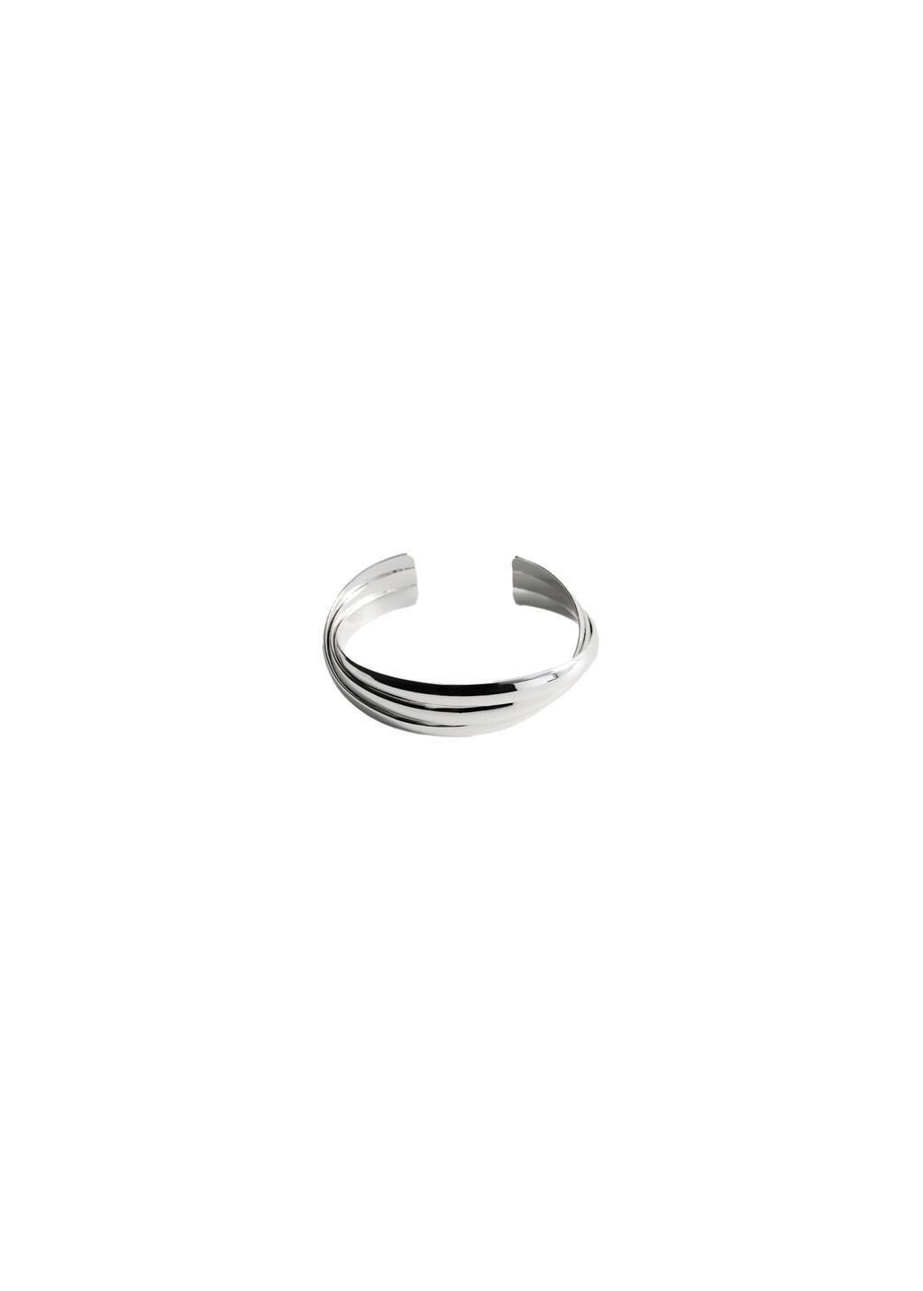 Silver Rigid Bracelet With Relief, Silver, large image number 2