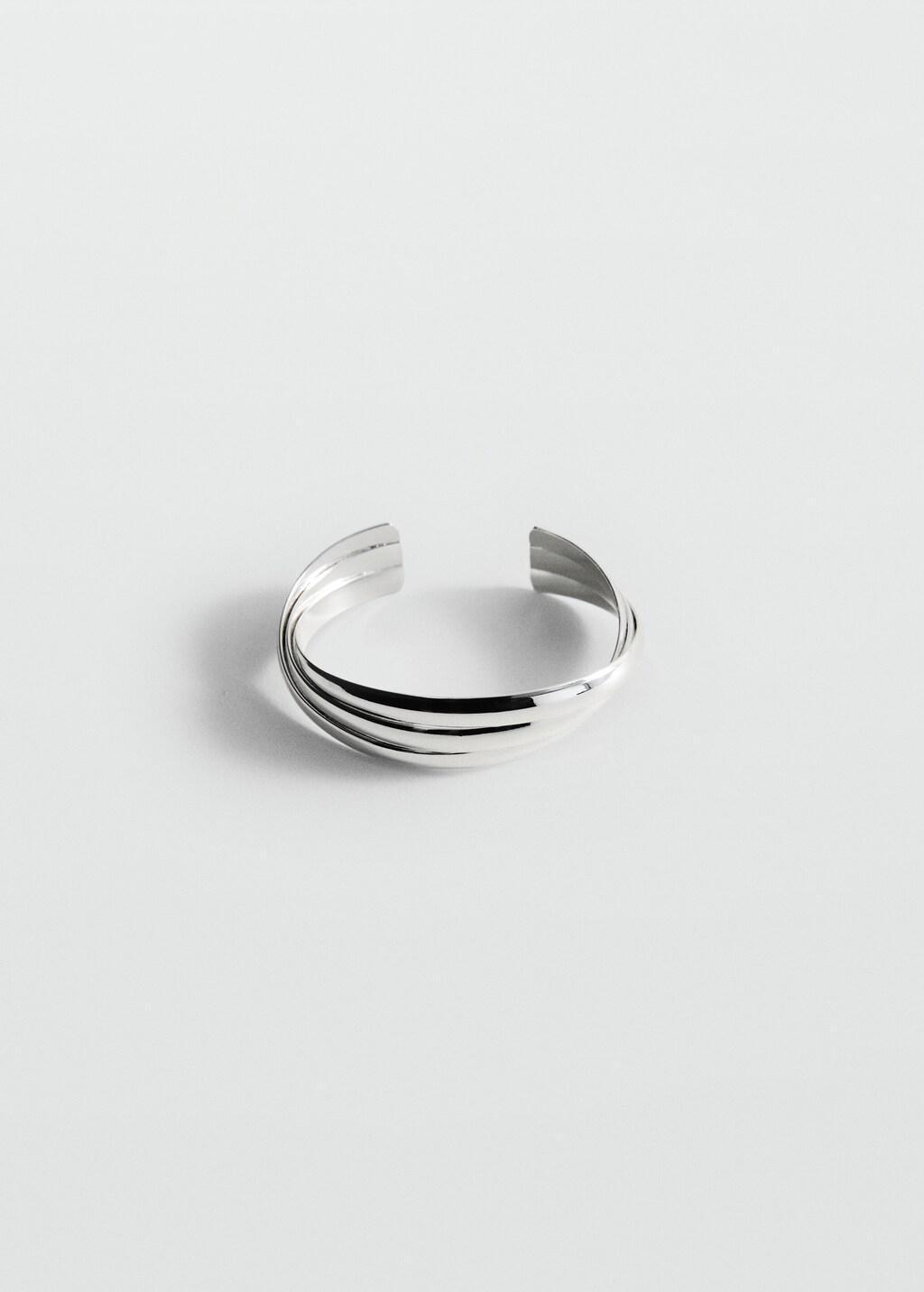 Silver Rigid Bracelet With Relief, Silver, large image number 3