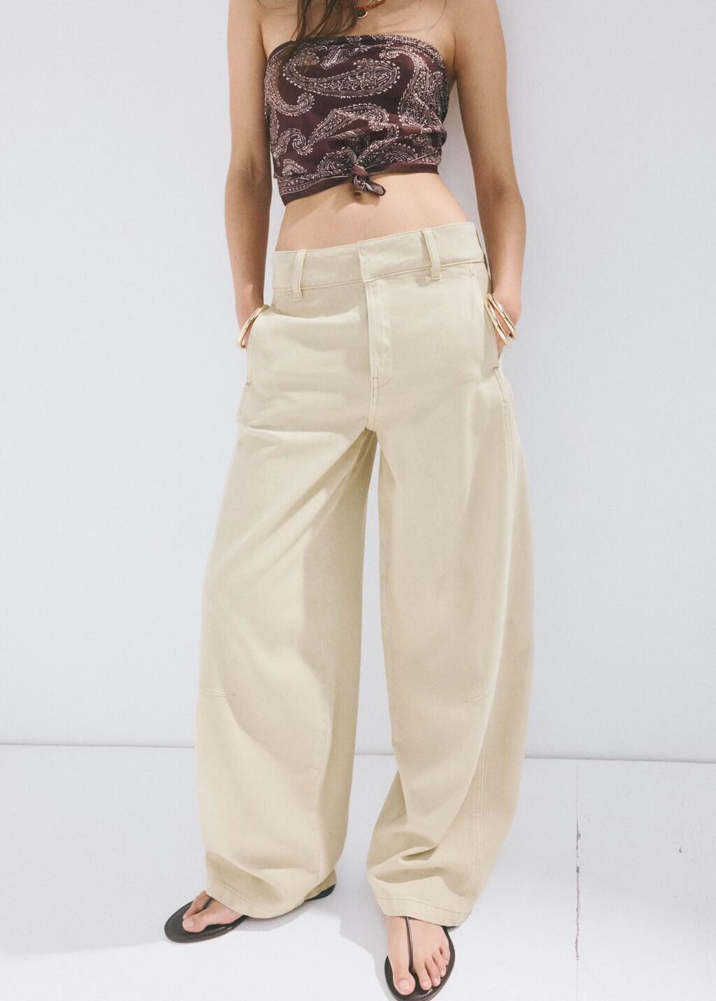 Khaki Balloon Seam Jeans, Beige - Khaki, large image number 3