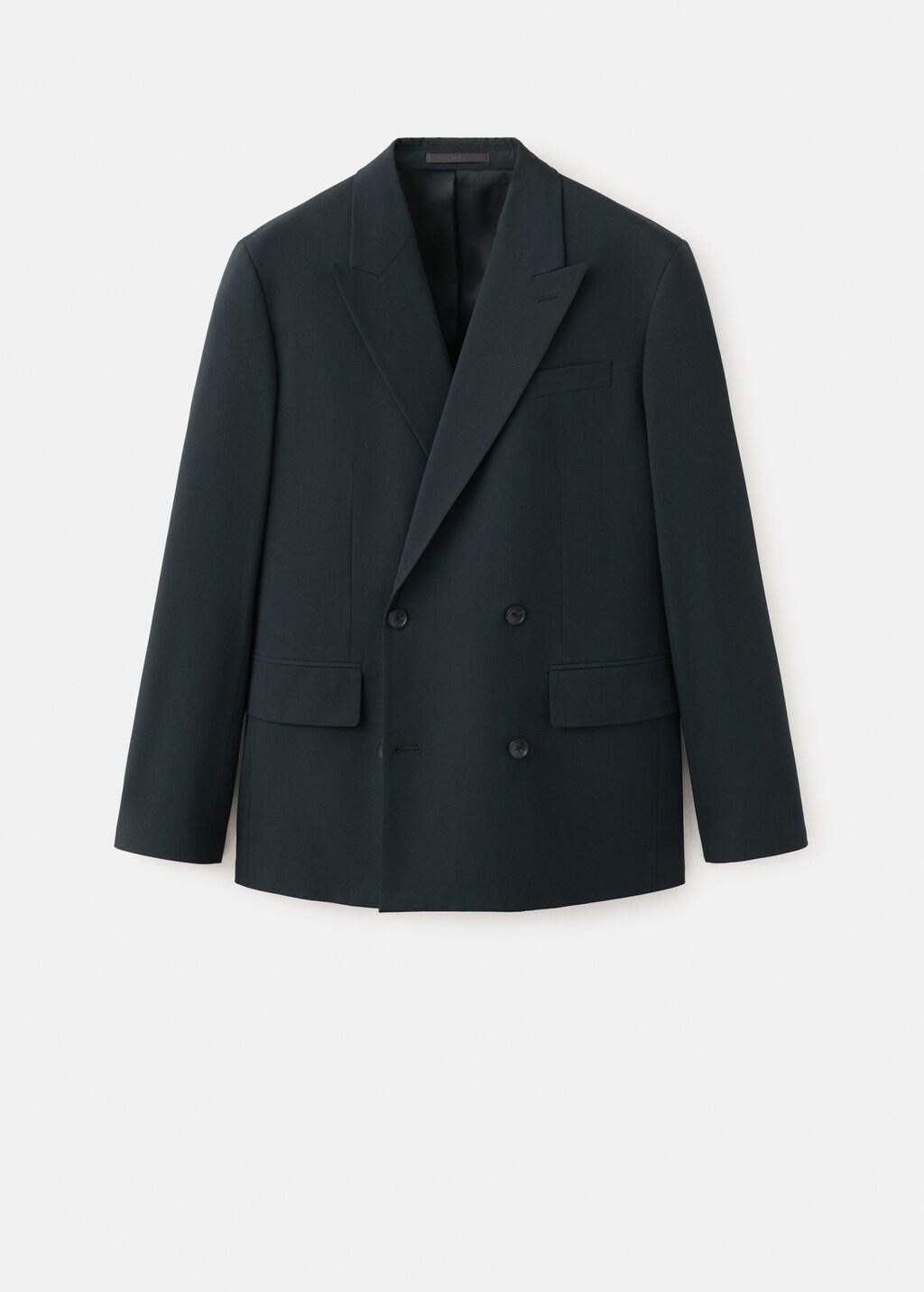 Navy Boston Regular-Fit Double-Breasted Suit Jacket, Navy, large image number 2