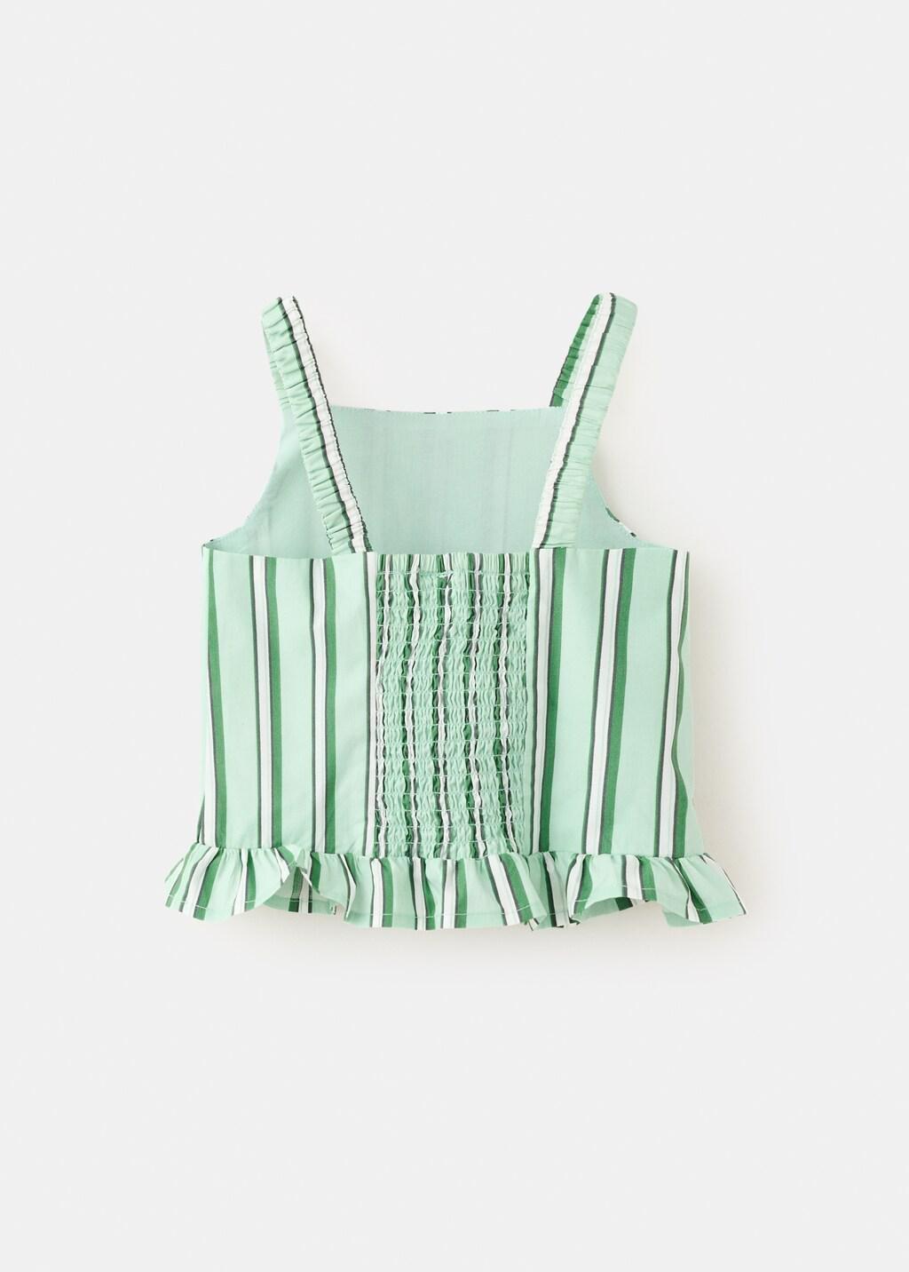 Green Ruffled Stripe-Patterned Blouse, Baby Girls, Green, medium