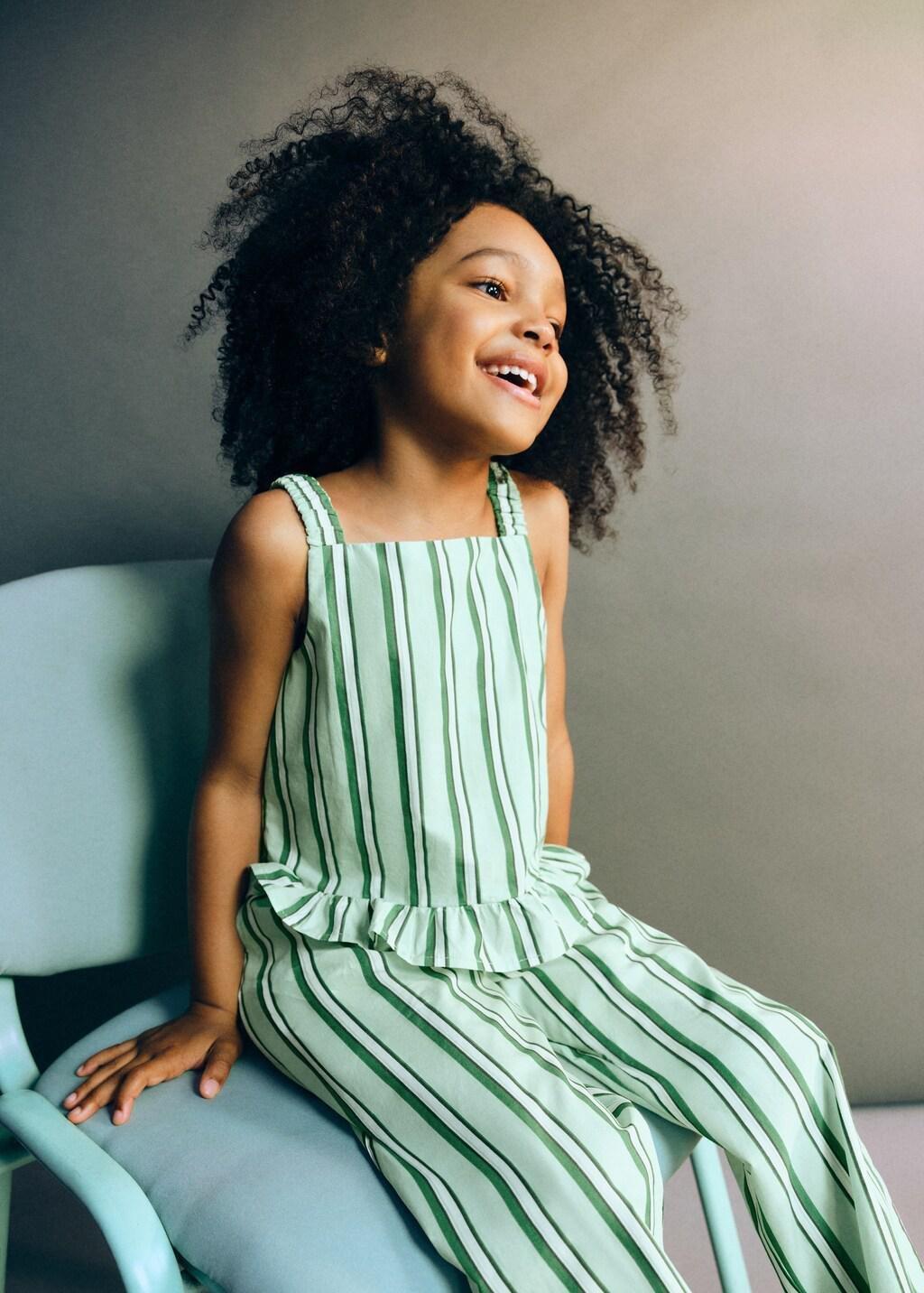 Green Ruffled Stripe-Patterned Blouse, Baby Girls, Green, large image number 3