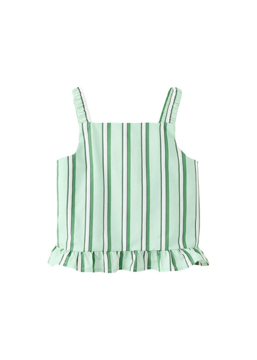 Green Ruffled Stripe-Patterned Blouse, Baby Girls, Green, large image number 4