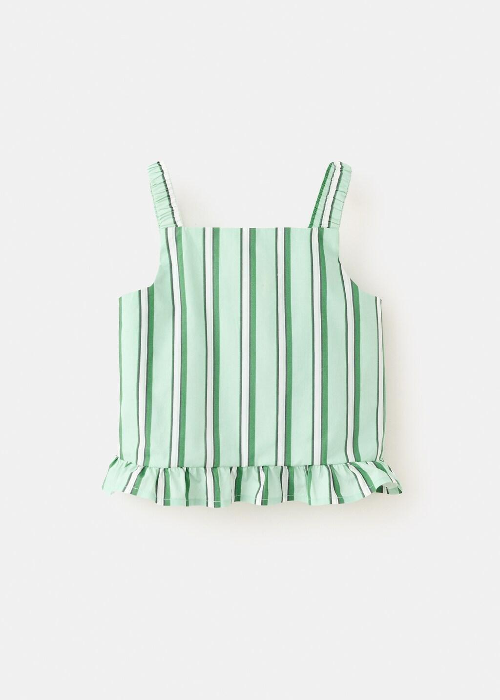 Green Ruffled Stripe-Patterned Blouse, Baby Girls, Green, large image number 5