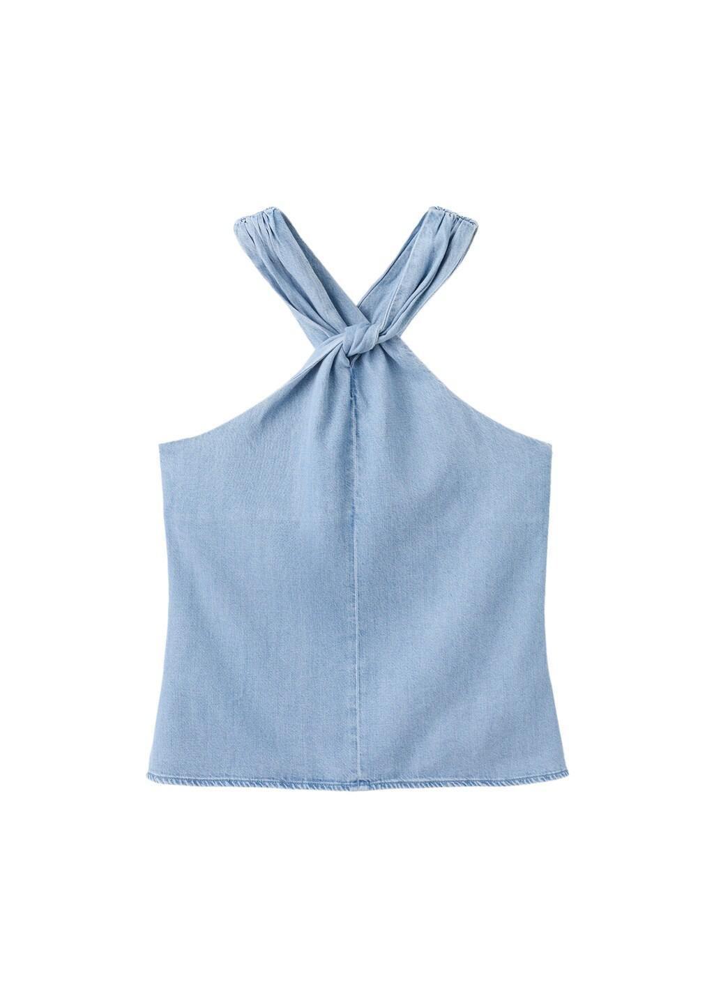 OPEN BLUE Cross-back strap denim top, Open Blue, large image number 6
