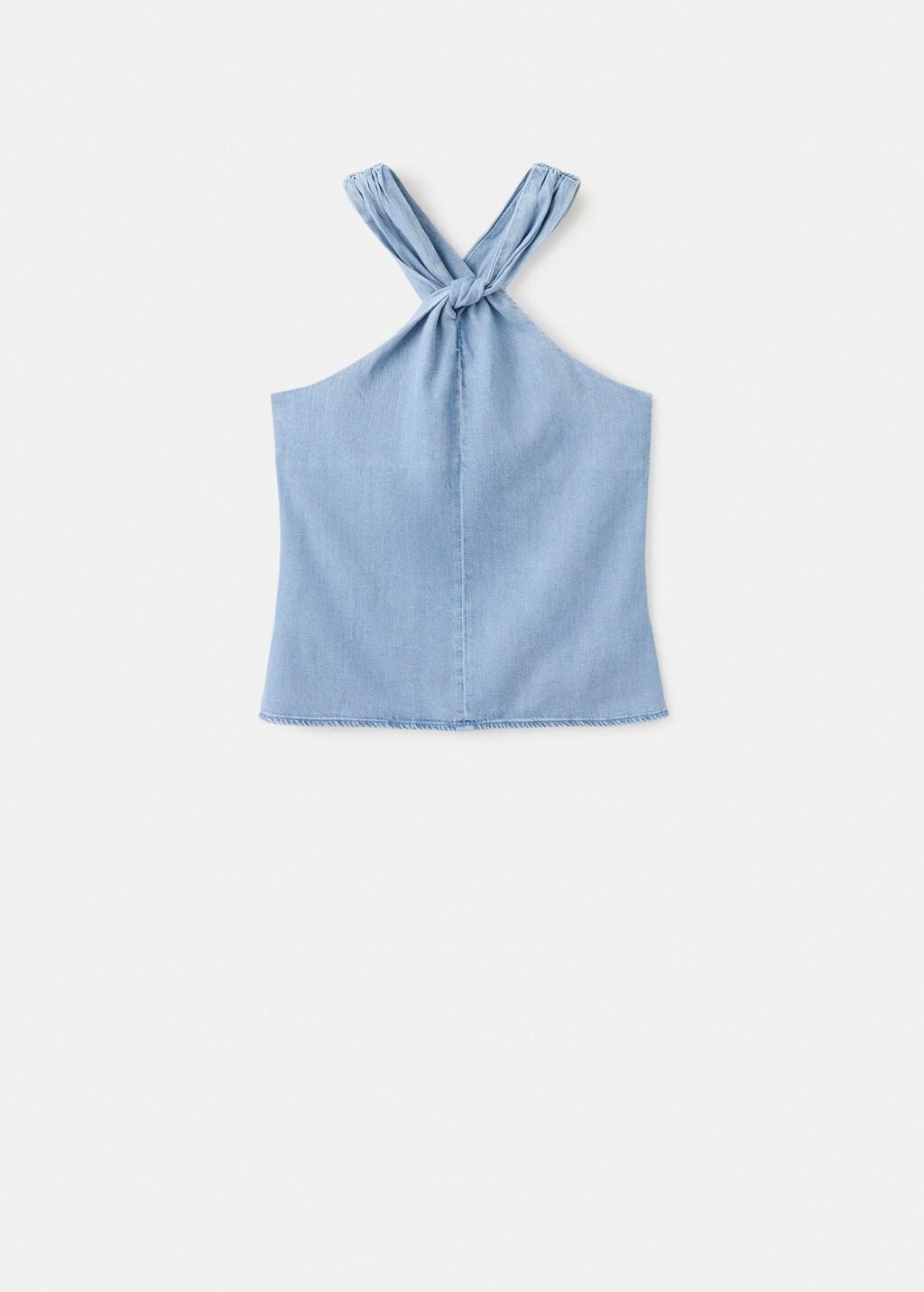 OPEN BLUE Cross-back strap denim top, Open Blue, large image number 7