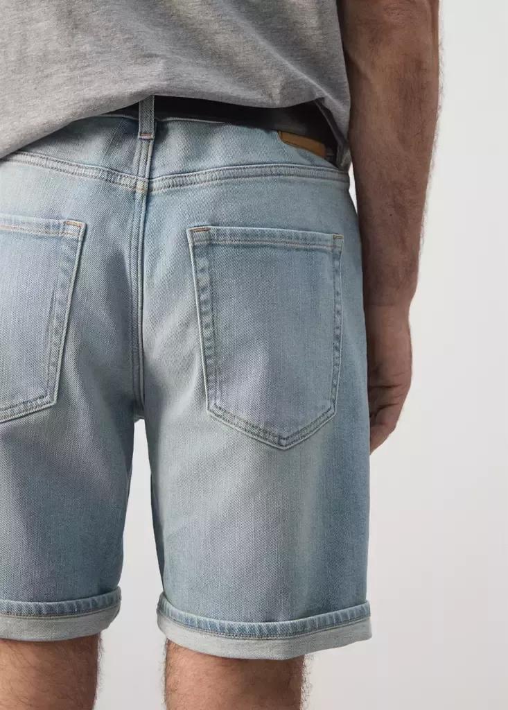 Blue Slim-Fit Denim Bermuda Shorts, Open Blue, large image number 4
