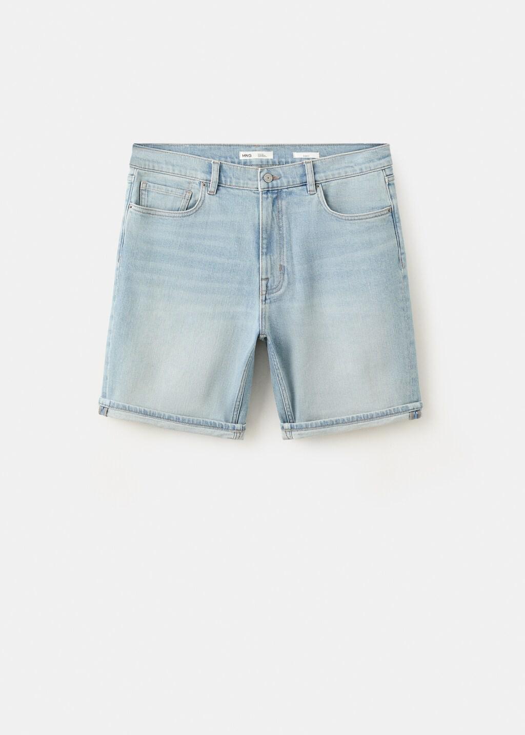 Blue Slim-Fit Denim Bermuda Shorts, Open Blue, large image number 8