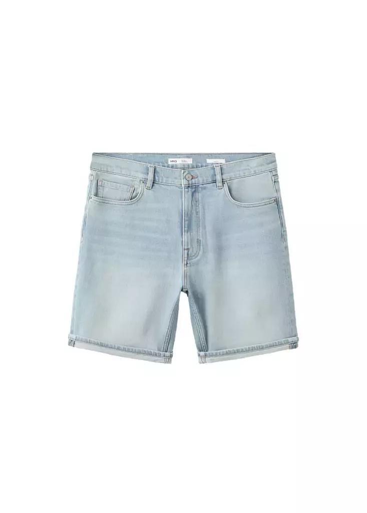 Blue Slim-Fit Denim Bermuda Shorts, Open Blue, large image number 12