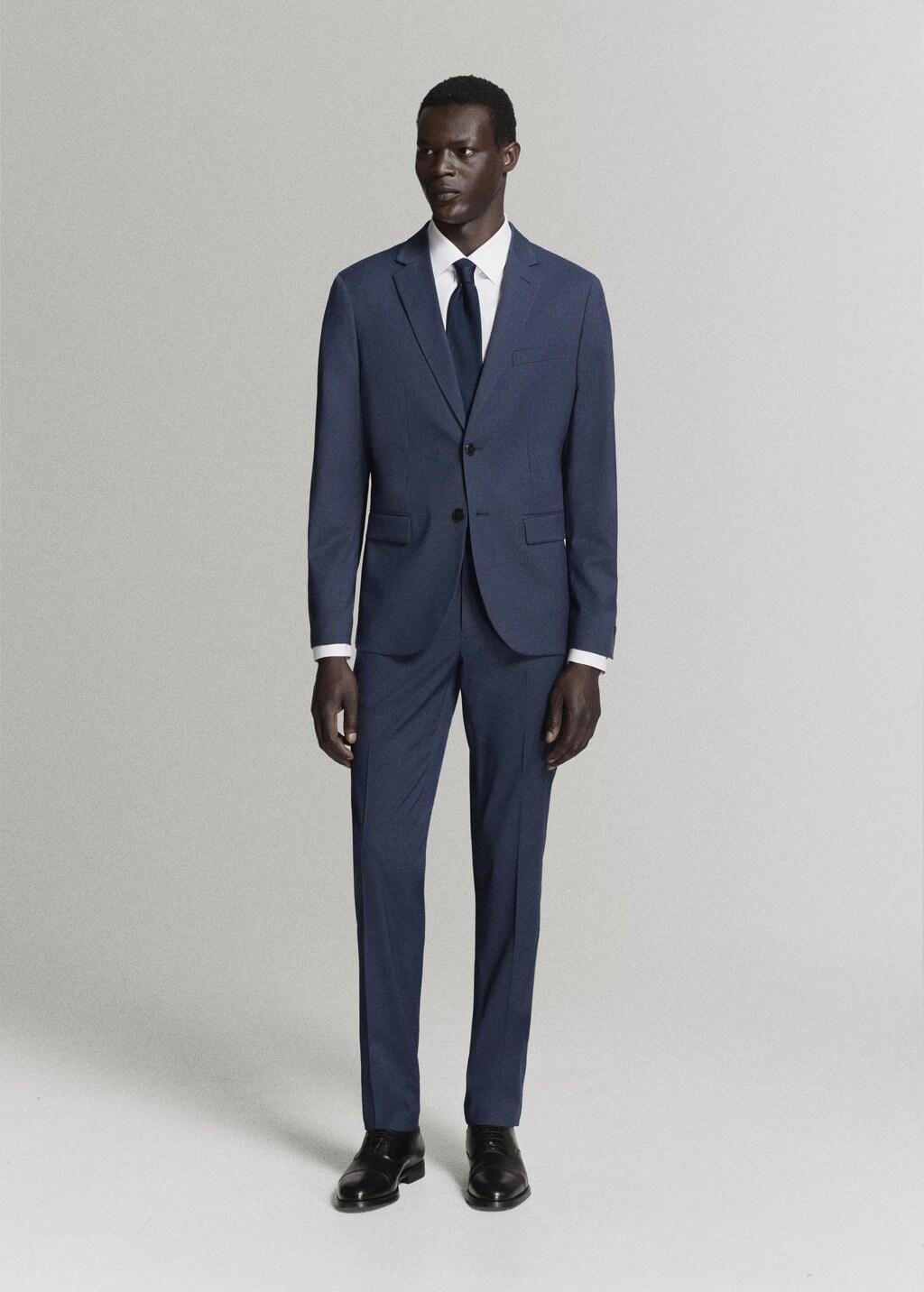 Blue Super Slim-Fit Suit Jacket In Stretch Fabric, Medium Blue, large image number 0