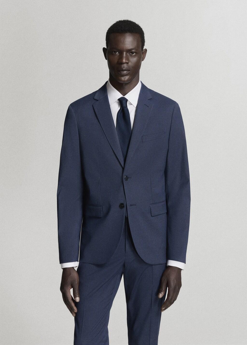 Blue Super Slim-Fit Suit Jacket In Stretch Fabric, Medium Blue, large image number 3