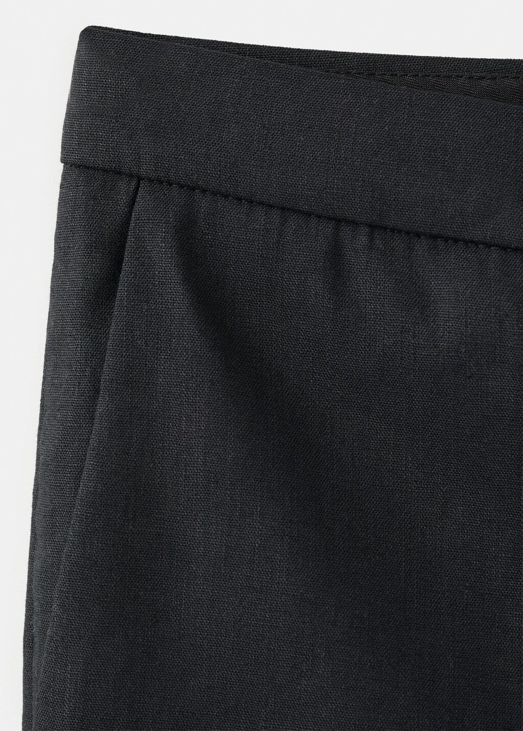 Black Linen Capri Trousers, Black, large image number 1