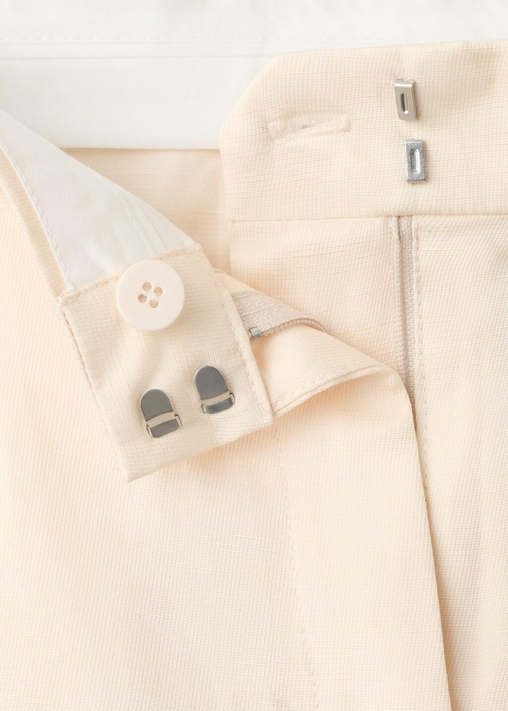 Beige Straight Pleat Linen Trousers, Light Beige, large image number 1
