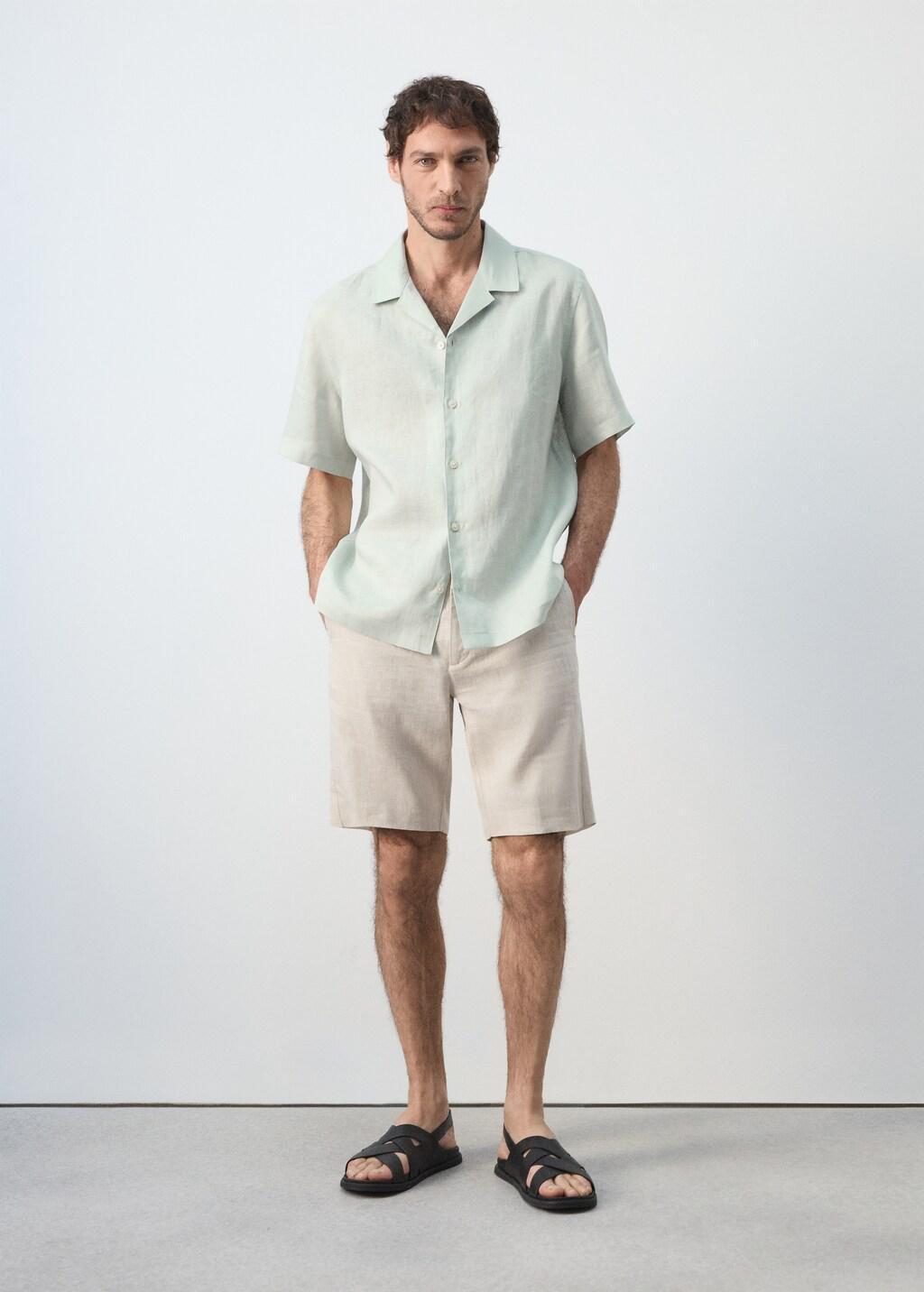 Green Regular-Fit 100% Linen Shirt, Turquoise - Aqua, large image number 0