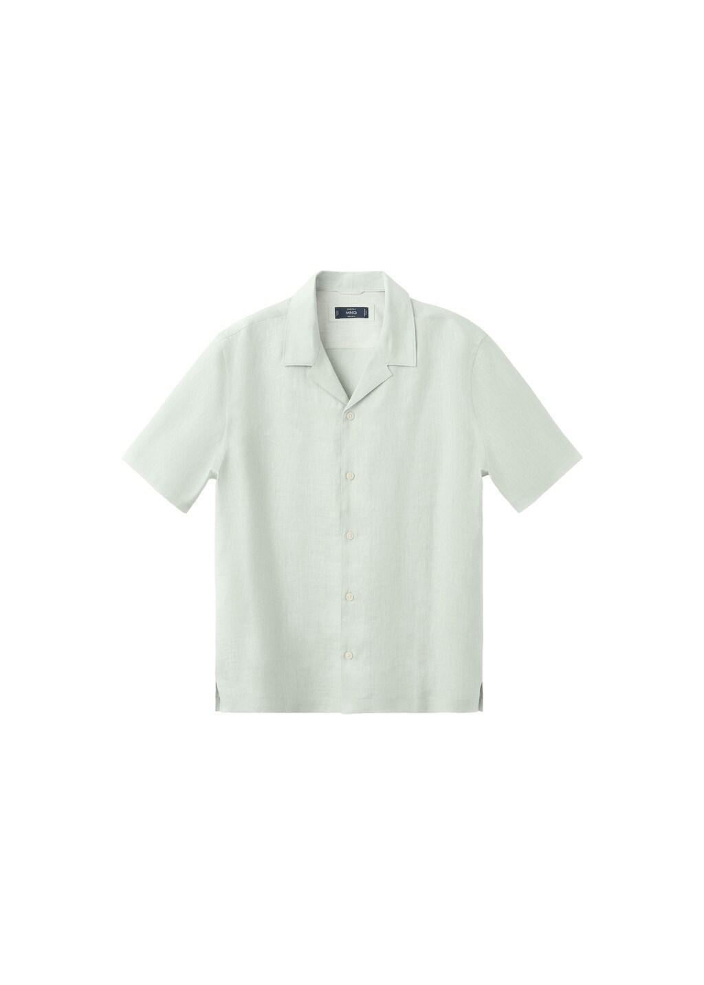 Green Regular-Fit 100% Linen Shirt, Turquoise - Aqua, large image number 6