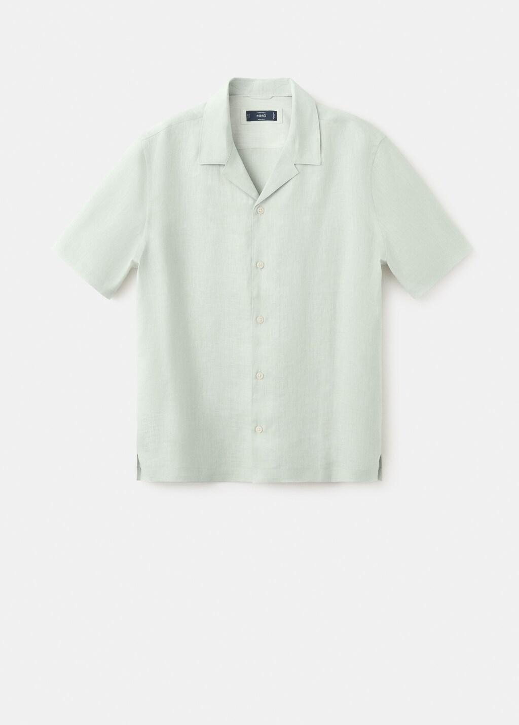 Green Regular-Fit 100% Linen Shirt, Turquoise - Aqua, large image number 7